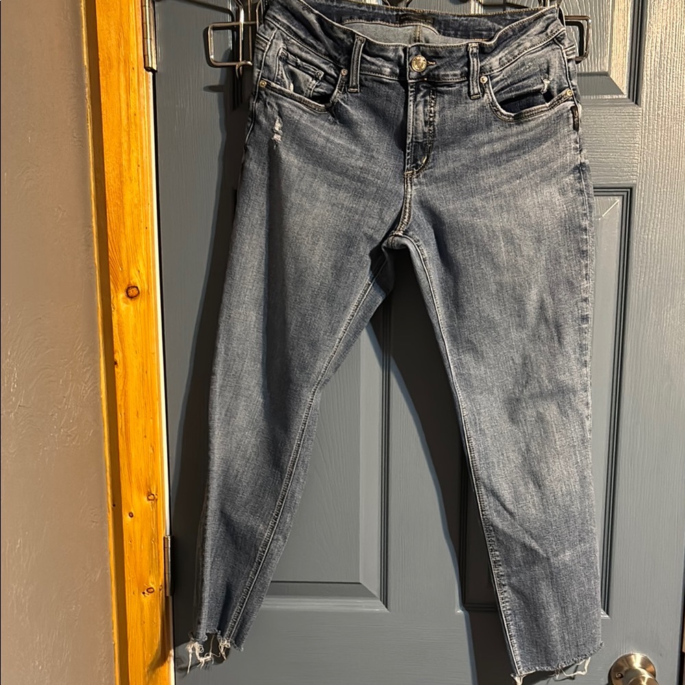 Silver Jeans Co. boyfriend cropped jeans with raw hem